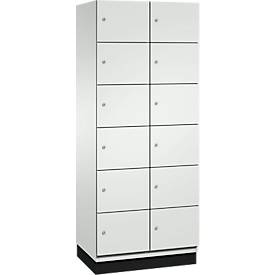 C+P Schließfachschrank Cambio, 2 Abteile, 12 Fächer, mit Sockel, B 800 x T 525 x H 1980 mm, lichtgrau