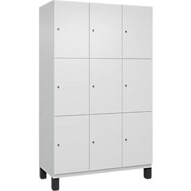 C+P Schließfachschrank Cambio, 3 Abteile, 9 Fächer, auf Füßen, B 1200 x T 525 x H 1980 mm, verkehrsweiß
