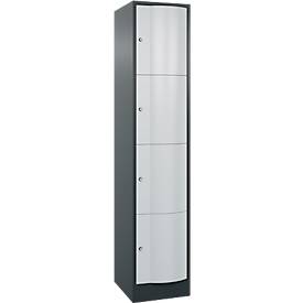 C+P Schließfachschrank Resisto, 1 Abteil, 4 Fächer, B 396 x T 540 x H 1950 mm, Anthrazitgrau/Lichtgrau