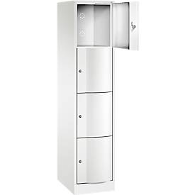 C+P Schließfachschrank Resisto, 1 Abteil, 4 Fächer, B 396 x T 540 x H 1950 mm, Verkehrsweiß