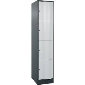 C+P Schließfachschrank Resisto, 1 Abteil, 4 Fächer, B 396 x T 640 x H 1950 mm, Anthrazitgrau/Lichtgrau