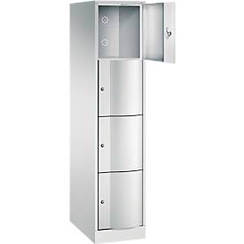 C+P Schließfachschrank Resisto, 1 Abteil, 4 Fächer, B 396 x T 640 x H 1950 mm, Lichtgrau/Lichtblau