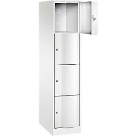 C+P Schließfachschrank Resisto, 1 Abteil, 4 Fächer, B 396 x T 640 x H 1950 mm, Verkehrsweiß