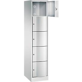 C+P Schließfachschrank Resisto, 1 Abteil, 5 Fächer, B 396 x T 540 x H 1950 mm, Lichtgrau/Clowngrün