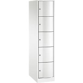 C+P Schließfachschrank Resisto, 1 Abteil, 5 Fächer, B 396 x T 640 x H 1950 mm, Verkehrsweiß