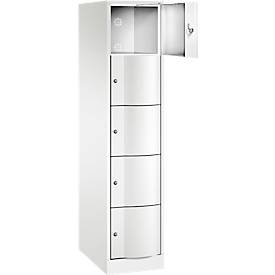 C+P Schließfachschrank Resisto, 1 Abteil, 5 Fächer, B 396 x T 640 x H 1950 mm, Verkehrsweiß