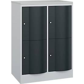 C+P Schließfachschrank Resisto, 2 Abteile, 4 Fächer, B 772 x T 540 x H 1077 mm, Lichtgrau/Anthrazitgrau