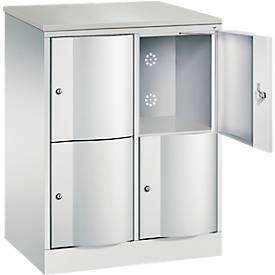 C+P Schließfachschrank Resisto, 2 Abteile, 4 Fächer, B 772 x T 540 x H 1077 mm, Lichtgrau