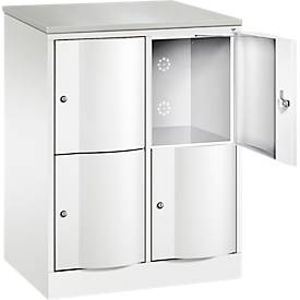 C+P Schließfachschrank Resisto, 2 Abteile, 4 Fächer, B 772 x T 540 x H 1077 mm, Verkehrsweiß