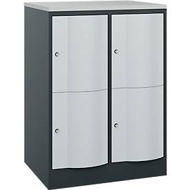 C+P Schließfachschrank Resisto, 2 Abteile, 4 Fächer, B 772 x T 640 x H 1077 mm, Anthrazitgrau/Lichtgrau