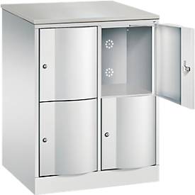 C+P Schließfachschrank Resisto, 2 Abteile, 4 Fächer, B 772 x T 640 x H 1077 mm, Lichtgrau
