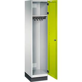 C+P Spind Cambio, 1 Abteil, mit Sockel, B 400 x T 525 x H 1980 mm, lichtgrau/clowngrün