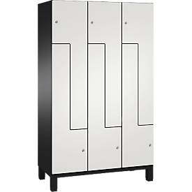 C+P Z-Spind Cambio, 3 Abteile, auf Füßen, B 1200 x T 525 x H 1980 mm, schwarzgrau/weiß
