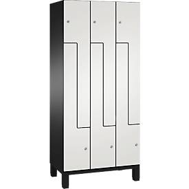 C+P Z-Spind Cambio, 3 Abteile, auf Füßen, B 900 x T 525 x H 1980 mm, schwarzgrau/weiß