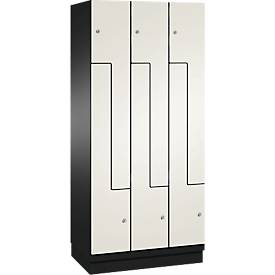 C+P Z-Spind Cambio, 3 Abteile, mit Sockel, B 900 x T 525 x H 1980 mm, schwarzgrau/weiß