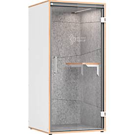 Cabine acoustique de bureau Silent Space 1 - vitre ESG - éclairage LED - ventilation - blanc/gris chiné