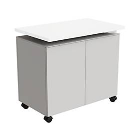 Caisson d'appoint SOLUS PLAY, mobile, 2 portes battantes, L 800 x P 500 x H 720 - 1080 mm, blanc