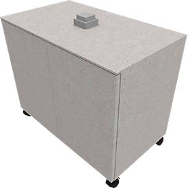 Caisson d'appoint SOLUS PLAY, mobile, 2 portes battantes, L 800 x P 500 x H 720 - 1080 mm, Ceramic grey