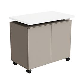 Caisson d'appoint SOLUS PLAY, mobile, 2 portes battantes, L 800 x P 500 x H 720 - 1080 mm, Stone grey