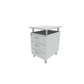 Caisson fixe ARLON OFFICE, avec plateau de table, 3 tiroirs, l. 450 x P 600 x H 730 mm, verrouillable, gris clair