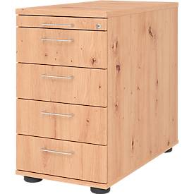 Caisson fixe Breno 13333, tiroir à ustensiles, L 428 x P 800 x H 720-760 mm, panneau de particules, chêne cendré
