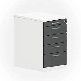 Caisson fixe NEVADA, l. 430 x P 600 x H 740 mm, blanc/gris foncé 