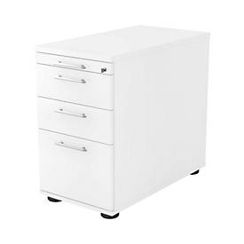 Caisson fixe ULM, 1 tiroir-plumier, 2 tiroirs, 1 tiroir à dossiers suspendus, l. 428 x P 800 x H 720-760 mm, blanc/blanc