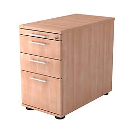 Caisson fixe ULM, 1 tiroir-plumier, 2 tiroirs, 1 tiroir à dossiers suspendus, l. 428 x P 800 x H 720-760 mm, coloris noyer