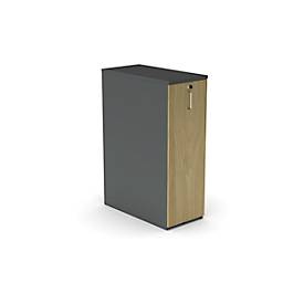 Caisson haut BEXXSTAR, 3 étagères, à droite, verrouillable, L 400 x P 800 x H 1155 mm, gris foncé/chêne