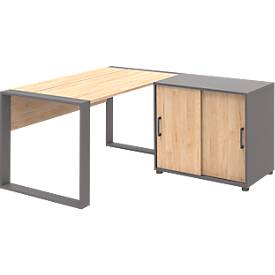 Caisson mobile 333 TEMPIO, en bois, 3 tiroirs (1 avec serrure), L 430 x P 500 x H 550 mm, anthracite/chêne cendré