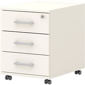 Caisson mobile 333 TEMPIO, en bois, 3 tiroirs (1 avec serrure), L 430 x P 500 x H 550 mm, blanc/blanc