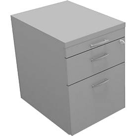 Caisson mobile ARLON-OFFICE  - L 420 x P 560 x H 585 mm -  2 tiroirs en acier - tiroir à dossiers suspendus - verrouillable - gris clair