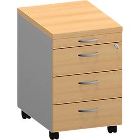 Caisson mobile ARLON-OFFICE, l. 420 x P 560 x H 585 mm, coloris hêtre