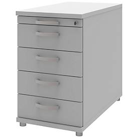 Caisson mobile d'extension BARI, tiroir plumier, 4 tiroirs, verrouillable, l. 433 x P 800 x H 720 mm, gris clair