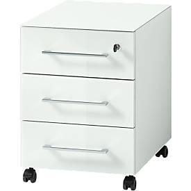 Caisson mobile MONTERIA, 3 tiroirs avec retour automatique, l. 400 x P 500 x H 550 mm, blanc