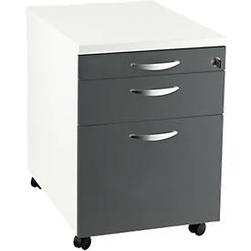 Caisson mobile NEVADA, l. 430 x P 600 x H 600 mm, blanc/gris foncé 