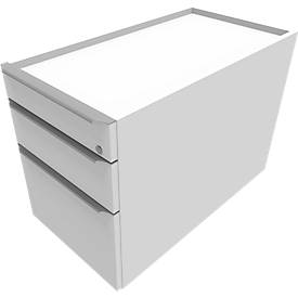 Caisson mobile QUANDOS BOX, 1 + 1 tiroirs, tiroir à dossiers suspendus, l. 430 x P 800 x H 570 mm, blanc
