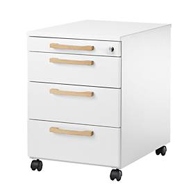 Caisson mobile Start Off Wood, 3 tiroirs, tiroir à outils, fermeture centralisée, L 432 x P 580 x H 595 mm, bois, blanc 