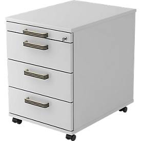 Caisson mobile TOPAS LINE, 3 tiroirs, 1 tiroir-plumier, verrouillable, gris clair/gris clair, P 580 mm