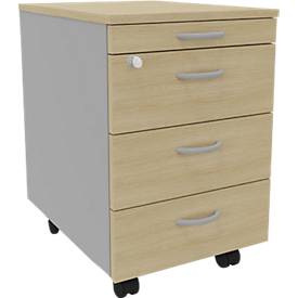 Caisson roulant ARLON-OFFICE, L 420 x P 560 x H 585 mm, décor chêne