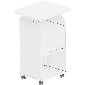 Caisson roulant BEXXSTAR, 2 étagères, 1 compartiment verrouillable avec poignée, plateau supérieur, roulettes pivotantes, L 700 x P 630 x H 1130 mm, bois, blanc
