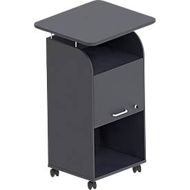 Caisson roulant BEXXSTAR, 2 étagères, 1 compartiment verrouillable avec poignée, plateau supérieur, roulettes pivotantes, L 700 x P 630 x H 1130 mm, bois, noir