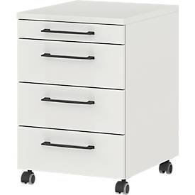 Caisson roulant Profi 2.0, 3 tiroirs, 1 tiroir à ustensiles, L 420 x P 490 x H 610 mm, gris clair