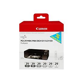 Canon PGI-29 MBK/PBK/DGY/GY/LGY/CO Multipack - 6er-Pack - Grau, Hellgrau, Dunkelgrau, mattschwarz, Photo schwarz, Chroma
