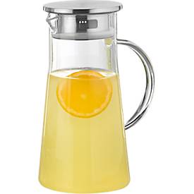 Carafe en verre PORTO, verre borosilicaté, résistant à la chaleur, 1 l, H 226 x ø 108 mm, joint silicone, avec poignée