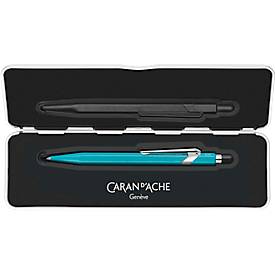 Caran d'Ache ballpoint pen 849 COLORMAT-X, with slimpack, metal clip, push action, turquoise blue
