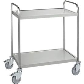 Carrito de acero inoxidable, An 845 x P 545 mm, goma maciza, carcasa de rueda galvanizada