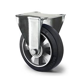 CASCOO Bockrolle BAF4, mit Rad-ø 250 mm x B 50 mm, Aluminium-Felge, Elastik-Lauffläche, schwarz, Doppelkugellager, bis 500 kg
