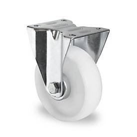 CASCOO Bockrolle N0N0, mit Rad-ø 200 mm x B 50 mm, Polyamid-Felge, Polyamid-Lauffläche, natur/weiß, Rollenlager, bis 300 kg
