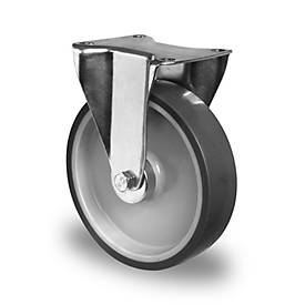 CASCOO Bockrolle P2V2, mit Rad-ø 160 mm x B 40 mm, Polypropylen-Felge, Elastomer-Lauffläche, grau, Rollenlager, bis 200 kg